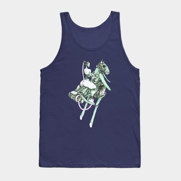 Bone armor auto-horse with android rider Tank Top by Takeshi Kolotov